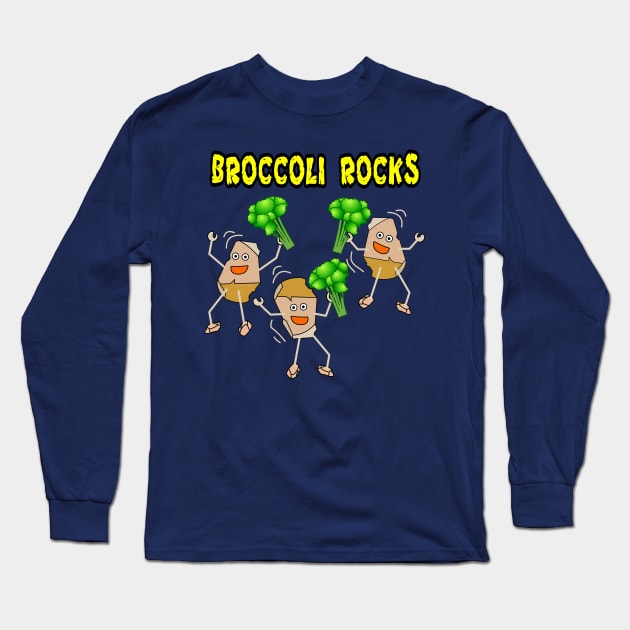 Three Broccoli Light Rocks Long Sleeve T-Shirt by Barthol Graphics